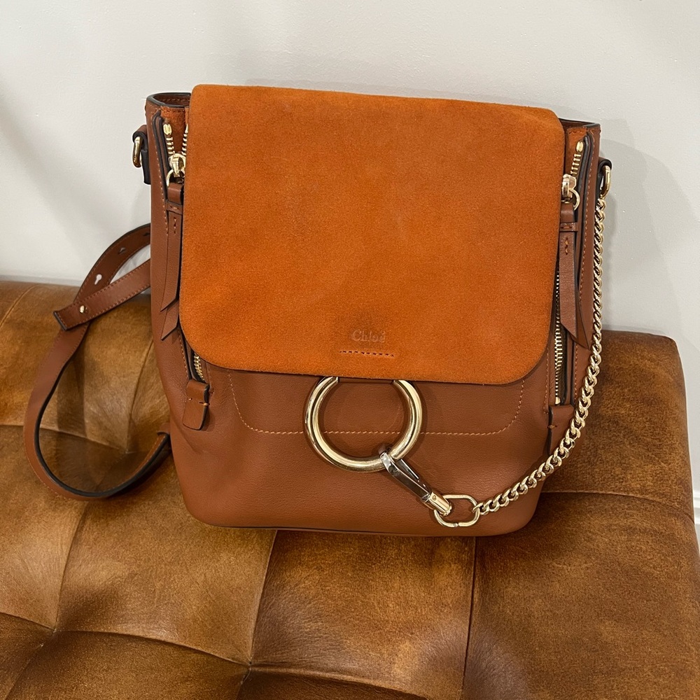 Chloe Faye backpack calf leather suede small